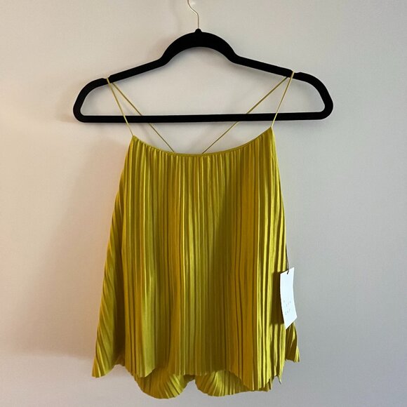 A New Day Chartreuse Pleated Tank Top - Picture 1 of 2